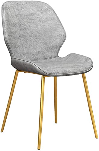 Kitchen Dining Chair with Matel Legs Modern Simple PU Leather Backrest Chair Kitchen Living Room Lounge Counter Chairs (Color : Light gray, Size