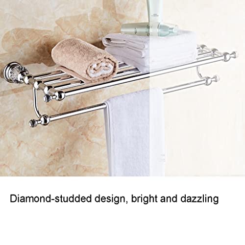 HIGOH Towel Racks,Bathroom Towel Rack Wall Mounted Towel Holder,Towel Rack,Wall Mounted Bathroom Accessories,Crystal Solid Brass Bath Hardware Ch