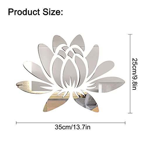 CREATCABIN 3D Acrylic Mirror Lotus Flower Wall Sticker Wall Art Decals Self Adhesive Removable Eco-Friendly For Home Bedroom Living Room Bathroom