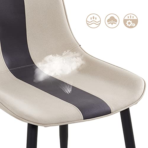 Meerveil Dining Chairs Set of 2, Fabric Upholstered Seat with Metal Legs, Modern Stitching Design for Dining Room Living Room Reception Office, W