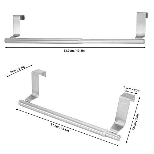 Over The Door Bath Towel Rack, Towel Rack Double Single Bar 30” bar Bedroom Shelf(34 Single) Stainless Steel Retractable Bath (34cm Retractable H
