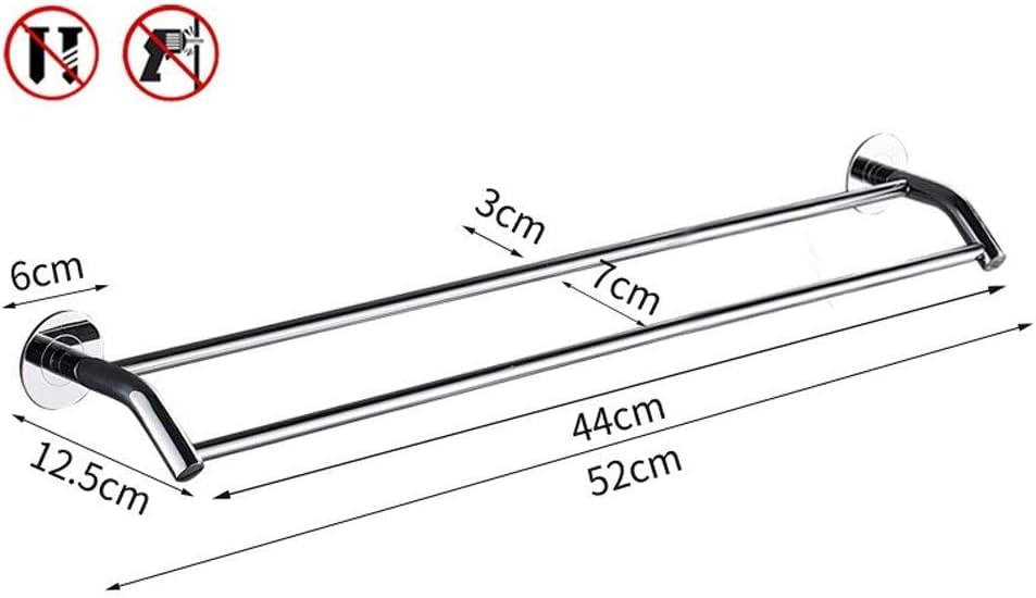 Bathroom Wall Rack, Stainless Steel Towel Rack, No Punch, Bathroom Double Towel Bar, Kitchen Bathroom Rack/52Cm