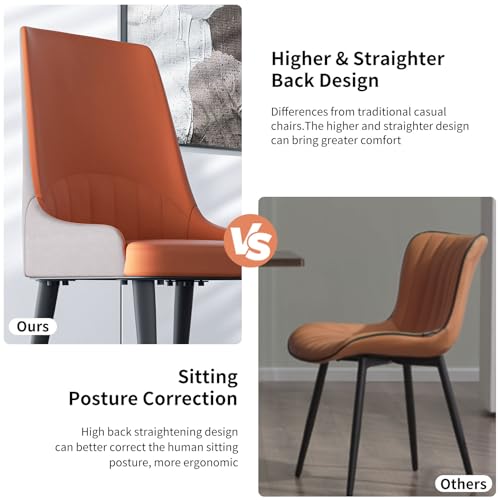 FATIVO Leather Dining Chairs Set of 2 : Faux Leather Upholstered Dining Chairs Elegant and Stylish Ergonomics Thick Seat High Back Large Chair fo