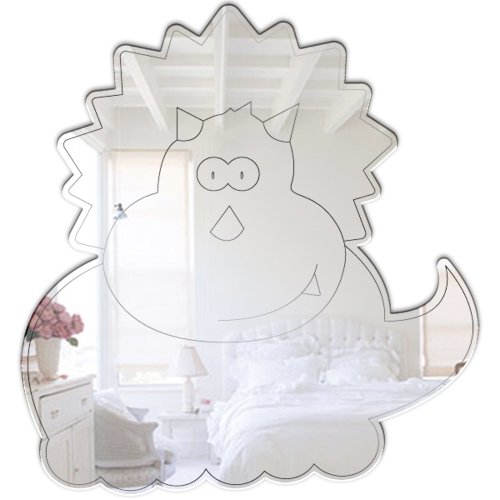 Mungai Mirrors 15cm Baby Triceratops Acrylic Mirror, Silver, 313