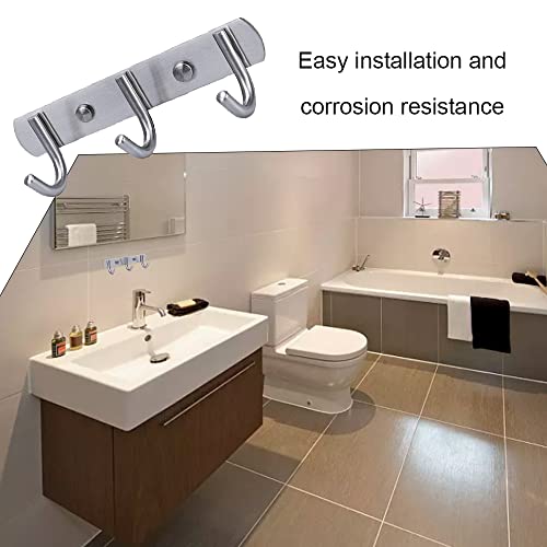 LEEJTONGQ Coat Hook Wall Mounted Coat Hooks Rack with 3 Round Hooks Coat Rack for Towel Coat Robe Hat Clothes