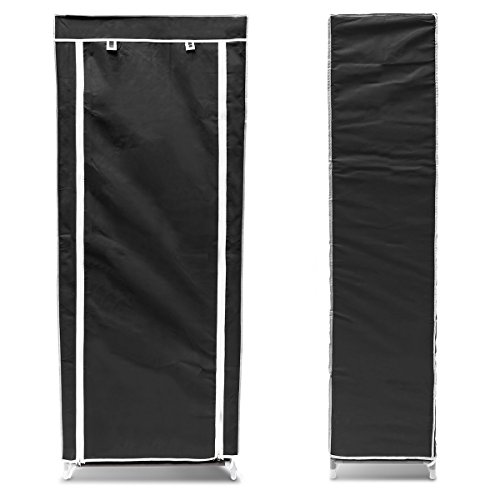 Relaxdays Organising Wardrobe Fits 36 Pairs of Shoes in 3 Colours Storage Solution, Steel, Black, 151 x 60 x 30 cm