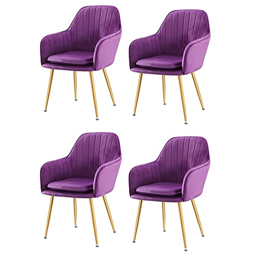 dining chair Set Of 4 Soft Seat And Back Velvet Living Room Chairs Sturdy Metal Legs Kitchen Chairs Reception Chair (Color : Dark green)
