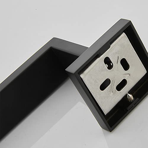 Hoopever SUS304 Stainless Steel Towel Bar Rail 600mm / 24 Inches Black Towel Rail Rack Square Single Bar Bathroom Shelf Screw Wall Mounted Towel