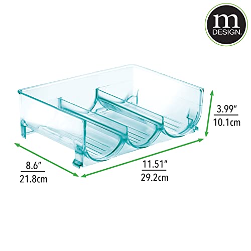 mDesign Set of 2 Bottle Holder Shelves — Water Bottle Holder for up to 3 Bottles — Ideal for Use as a Wine Rack — Sea Blue