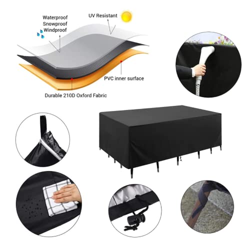 NAIQIUHUO Outdoor garden patio dining table and chair sunscreen, rainproof, dustproof and sand blowing 420D polyester Oxford cloth furniture clot