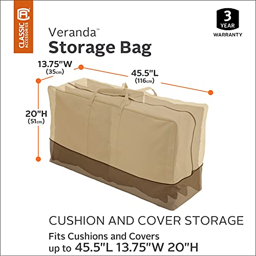 Classic Accessories Veranda Garden Cushion & Cover Storage Bag, Pebble/Bark/Earth (115cm, Oversized)