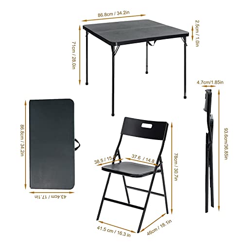 QINAIDI 5Pcs Folding Table and Chair Set, Lightweight Folded Self-driving Tour Table & Chairs, Easy to Store, for Camping Picnic Garden BBQ