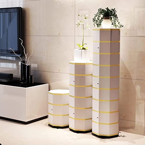 LILIKY Creative Circular Column Cylinder Rotary Shoe Cabinet Multi-function Entrance Hall Narrow Balcony Storage (Color : B, Size : 50 * 13.8in)