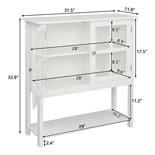 DSHGDJF MDF CNC Painted Sideboard Transparent Double Door Double Internal Compartment With Bottom Storage Shelf