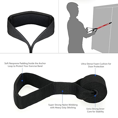 TOMSHOO Elastic Strength Training Band, 5 resistance bands + 1 door anchor + 1 handle, natural latex, elastic, for sports, strength training, for