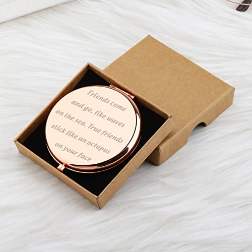 Friendship Makeup Mirror Ture Friend Stick Like An Octopus On Your Face Funny Friendship Gift Octopus Lover Gift (Octopus On Your Face Mirror)