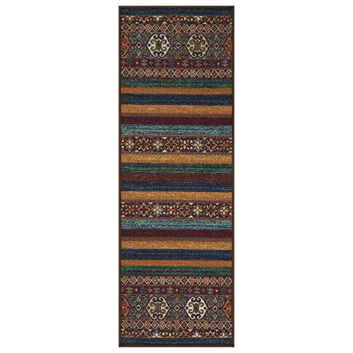 Ottomanson Rubber Back Doormat Collection, Floral Tile Design, "Welcome" Text, 51 cm x 76 cm, Multicolor