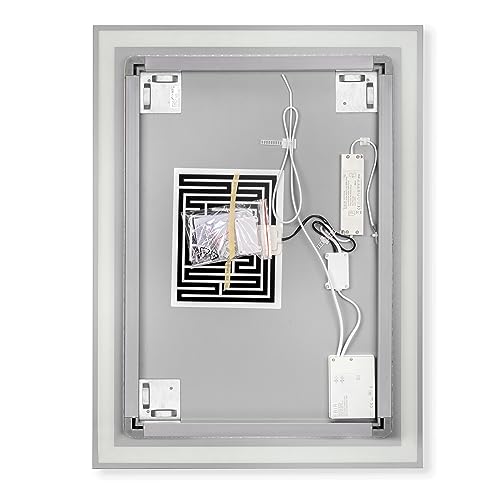 Emuca - Heracles bathroom mirror with LED front and decorative lighting (AC 230V 50Hz), 34 W, Aluminium and Glass