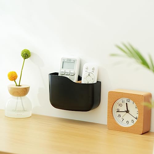 SUNFICON 2 Pack Adhesive Remote Control Holder Wall Mount Media Player Controller Holder Universal TV Remote Organiser Caddy Box Hollow Bottom Ea