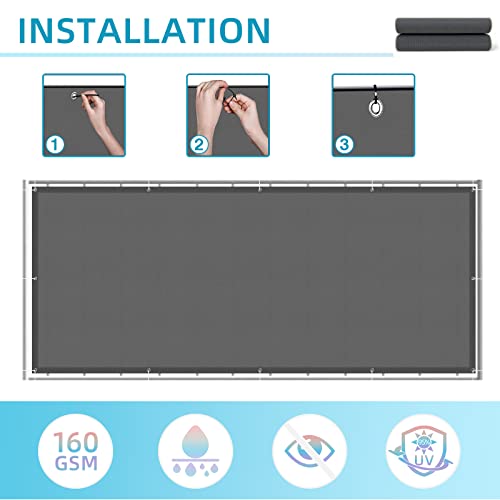 HENG FENG Balcony Screen Privacy Screen 90X500cm PES,UV and Weatherproof for Garden Terrace No Drilling With Ties,Anthracite