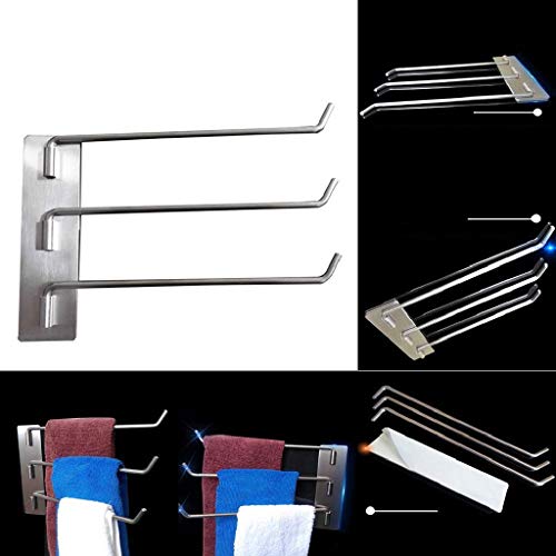 N/A Towel rack - Swivel Towel Bar Stainless Steel Bathroom Swing Hanger Towel Rack Holder Storage Organizer Space Saving Wall Mount Brushed Finis