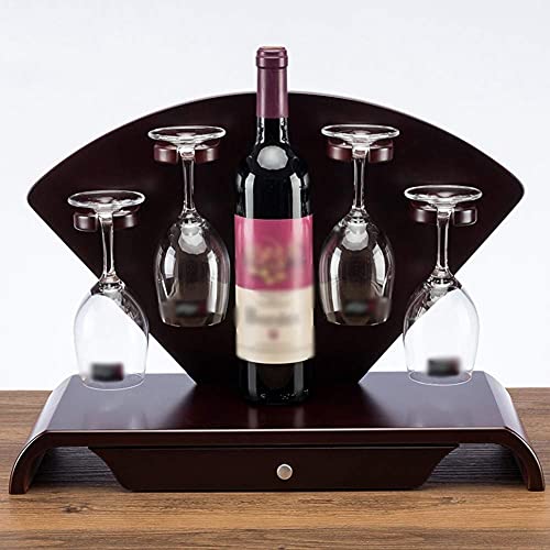 NEOCHY Classical Vintage Solid Wine Rack Decoration, Fan Shaped Wine Rack Wine Shelf Creative Goblet Rack