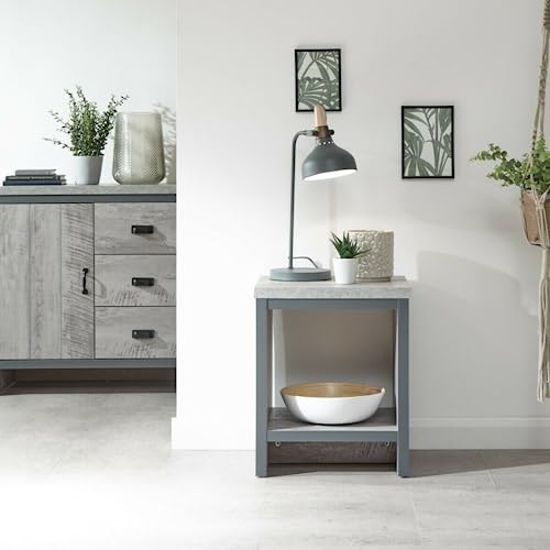 GFW Lamp Storage Drawer & Shelf +Contemporary Grey Wooden Effect Side Living, Bedside Table Or Dining Room, Wood, 43 x 39 x 52.2 cm