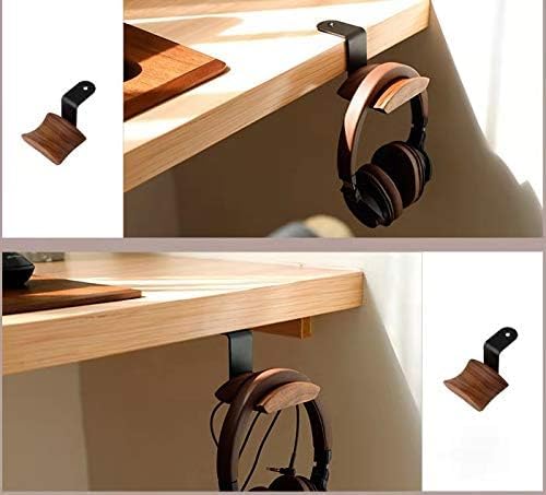 Headphone Hanger Holder Wall Mount,Headset Stand Hook Under Desk Walnut Wood Earphones Hanger for Over-ear Headphones(Walnut-Z)