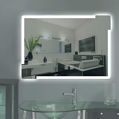 Illuminated LED Bathroom Mirror with 3 Color Modes, 500 X 700Mm Wall Mounted LED Mirrors Light with Dimmable Touch Control Switch, Ip44 Waterproo