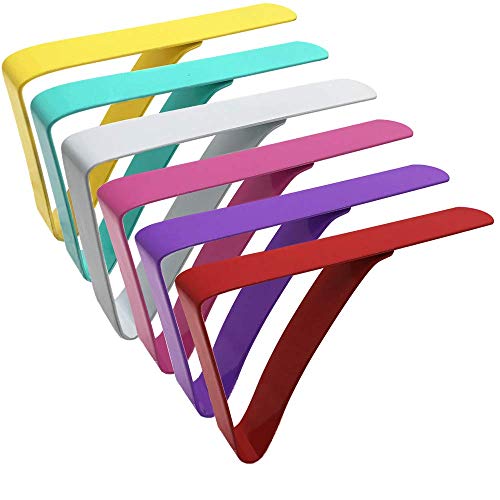 Mannli Picnic Tablecloth Clips, Rainbow Colors Stainless Steel Outdoor Table Cloth Holder Table Cover Clips Clamps 6 Packs