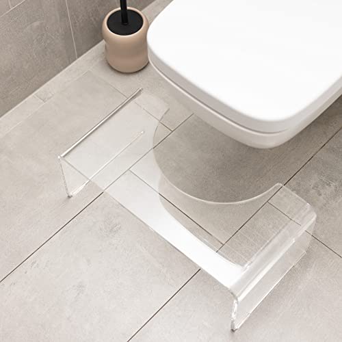 Navaris Toilet Stool for Adults - Squatting Adult Step Footstool for Use on Bathroom Toilet - Acrylic Step for Toilet Squat Position