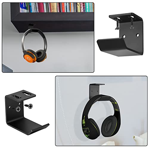 Jttxiu 2 Pieces Headphone Holder Wall Mount, Headphone Holder, Headset Holder, Headphone Stand Hanger for Wireless and Wired Headphones - Black