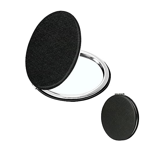 Compact Vanity for Men, Women and Girls, 1 PCS Compact Mirror, Makeup Mirror, Black Elegant Travel Cosmetic Mirrors Double-Sided Mirrors for Wome