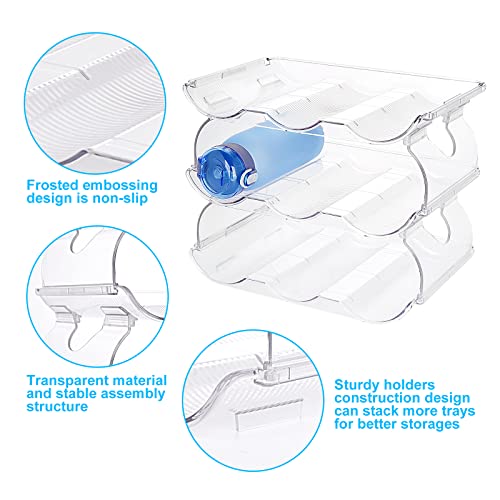 MEHUKOJ Stackable Water Bottle Organizer for Cabinet Kitchen Pantry Organization and Storage Cabinet Organizer - Plastic Wine Racks Fridge Organi