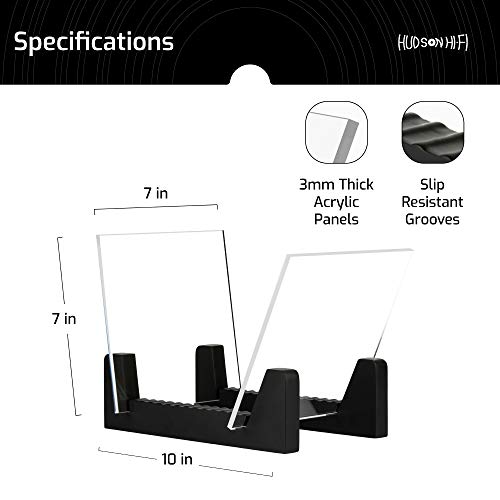 Hudson Hi-Fi Desktop Vinyl Record Album Storage Display Stand and Holder - Cessna Black - Featuring Sustainably Sourced Pine & Flame Polished Acr