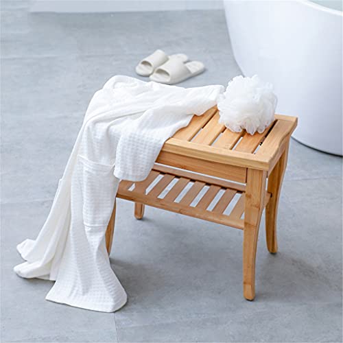 JJZXD Household Bathroom Stool Solid Wood Waterproof Shoe Changing Stool Storage Stool Anti-corrosion Storage Shelf Bath Tray