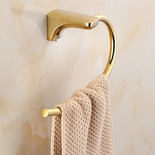LIUZH Towel Holder Gold Non Perforated Semicircle Towel Ring Bathroom Towel Rack Stainless Steel Towel Rack Bathroom Pendant