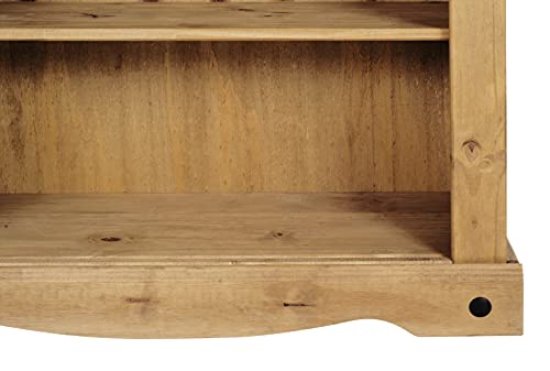 Corona Small Low Bookcase, Mexican Solid Pine Wood