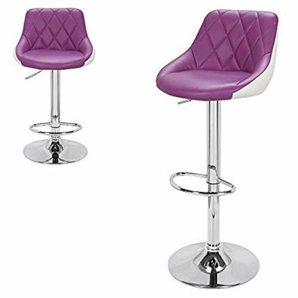 WLABCD Two-Piece Bar Stool Fashion Bar Stools Rotation Chair Lift Colourful Cream Bar Stool/Purple/As Shown