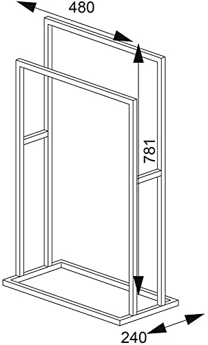 Sealskin Carré Small Towel Rack Black, Metal, Negro, 48 x 78,5 x 24 cm