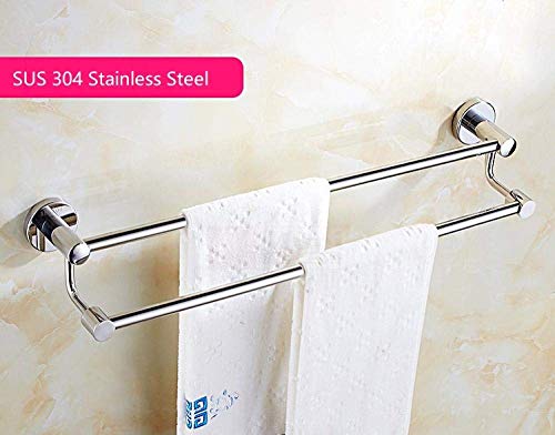 Double Towel Rails Screw Wall Mounted,SUS 304 Stainless Steel Bath Towel Holder, Rustproof Hand Towel Bar,Towel Rod Mirror Reflection for Bathroo