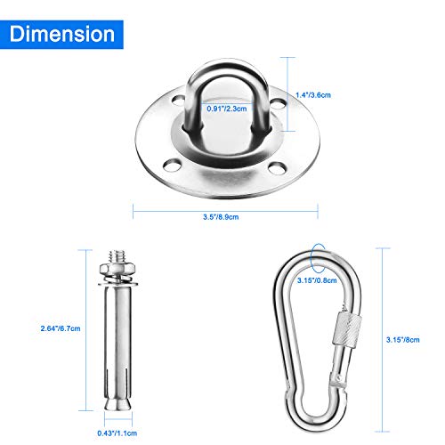 LUKASOHY Hammock Hanging Kit, Hammock Hook, 500KG Capacity Swing Hanger Hook, 180° Rotate Swing Kit for Swing, Chair, Sandbag, Yoga, Gym