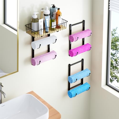Simple Trending Towel Racks for Bathroom, Towel Rack Wall Mounted Bathroom Towel Holder, Black