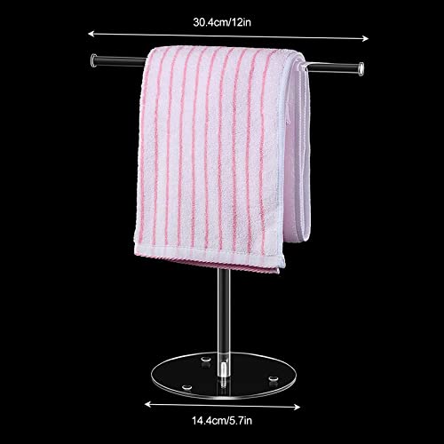 Liuyoyo 2Pcs Bathroom Hand Towel Holder Stand,T-Shape Acrylic Standing Hand Towel Holder,Towel Rack Stand Tower Bar for bathroom Kitchen Countert