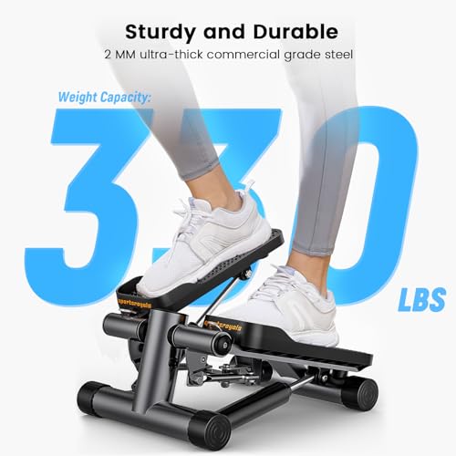 Sportsroyals Stair Stepper with Resistance Band, Mini Stepping Fitness Exercise Home Workout Equipment for Full Body Workout,330lbs Weight Capaci
