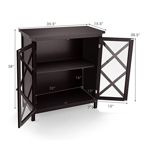 DSHGDJF Kitchen Buffet Storage Cabinet With Glass Doors And Adjustable Shelves (Color : White)
