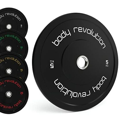 Body Revolution Olympic Bumper Plates - 5kg Weight Plates Set - Rubber Coated 25mm / 2 Inch Olympic Weight Plates Pairs for Barbell Weights - Str