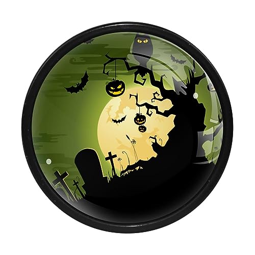 Halloween Spider Web Furniture Knobs Set of 4 for Home, Office, Kitchen, Bathroom Cabinet, Dresser and Cupboard