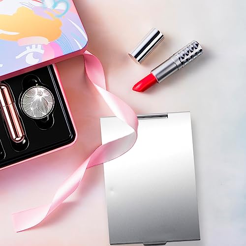 CHEERYMAGIC Portable Folding Mirror, Little Travel Mirror Pocket Compact Makeup Mirror for Make Up Hair Styling and Shaving 11.5 x 8 x 0.25cm Sil