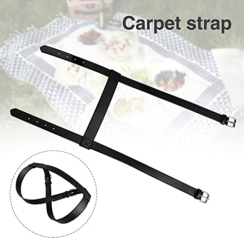 EKDJKK Portable PU Leather Outdoor Picnic Blanket Carry Strap for Camping, Festivals, Picnics, Motorcycle Bedroll Straps(Black)